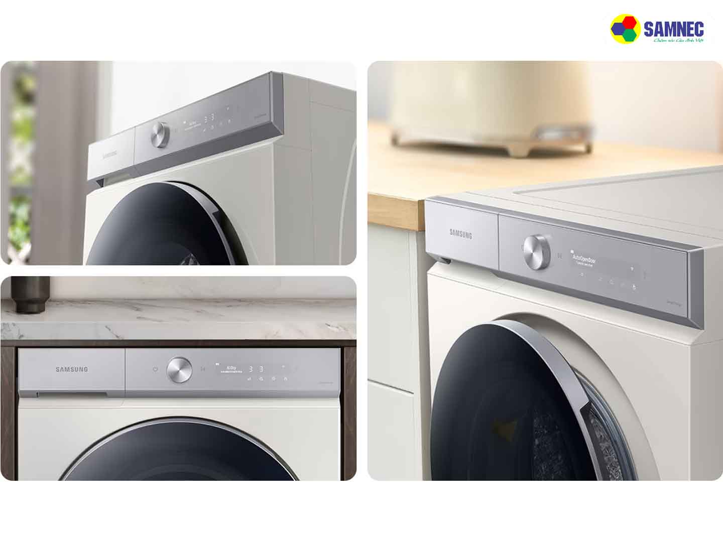 Thiết kế Bespoke tinh giản hiện đại trên máy sấy quần áo Samsung Bespoke AI Heatpump DV17B9750CV/SV