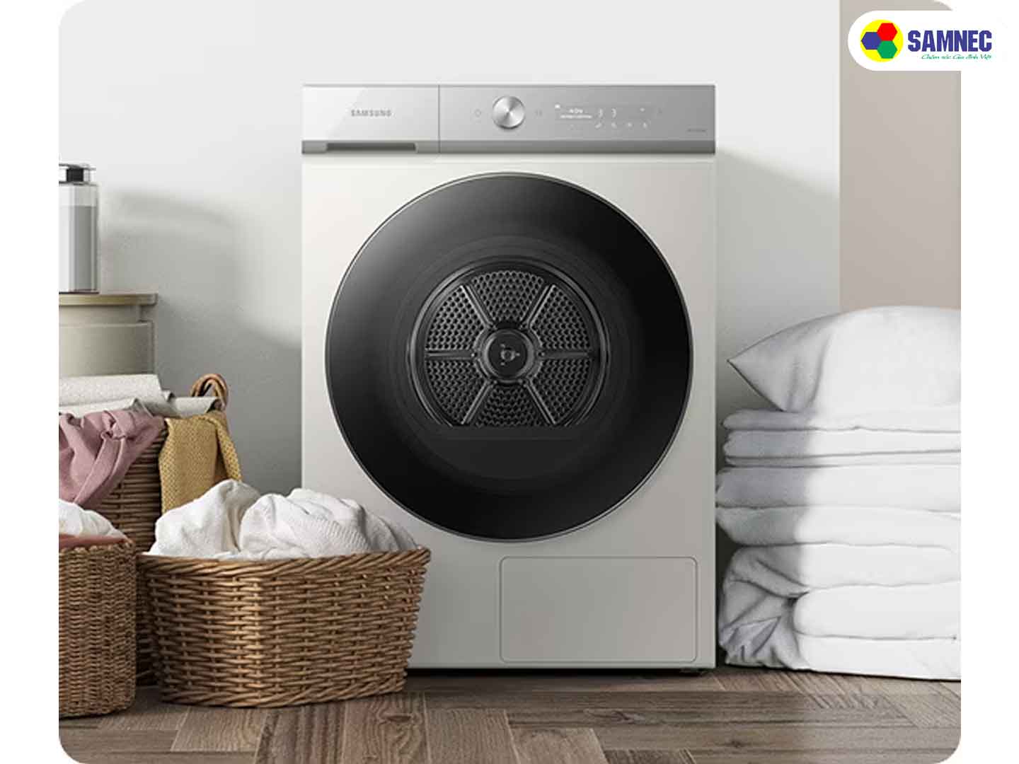 Lồng sấy lớn, sấy nhiều hơn trên máy sấy quần áo Samsung Bespoke AI Heatpump DV17B9750CV/SV