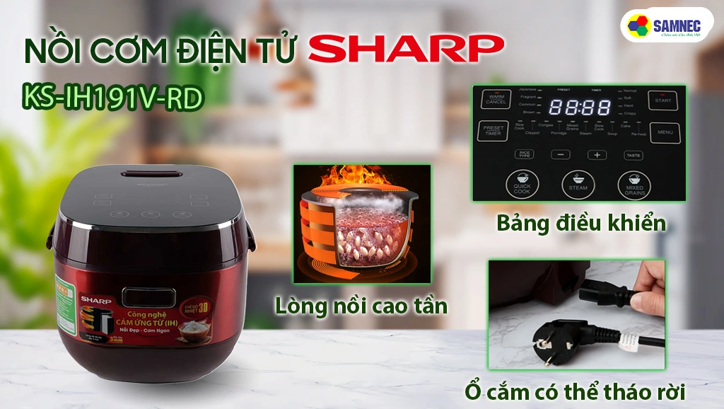 Nồi cơm điện cao tần Sharp 1.8 lít KS-IH191V-RD