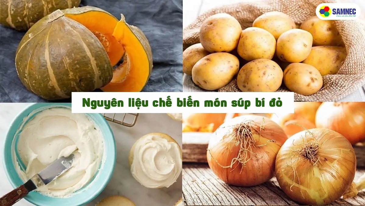 nguyên liệu món ăn Halloween súp bí đỏ