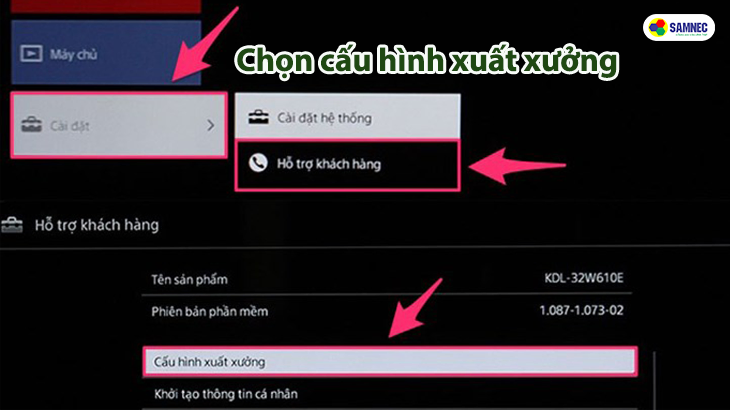 Ấn nút OK đẻ xác nhận cài đặt trên TV Sony