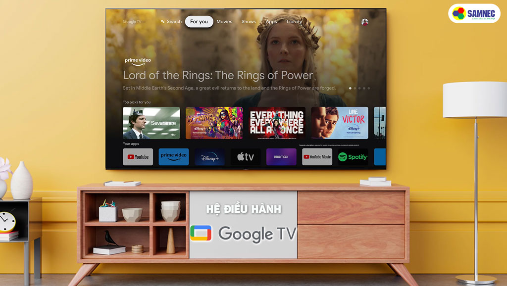 Hệ điều hành Google TV trên tivi Sony có nhiều ứng dụng