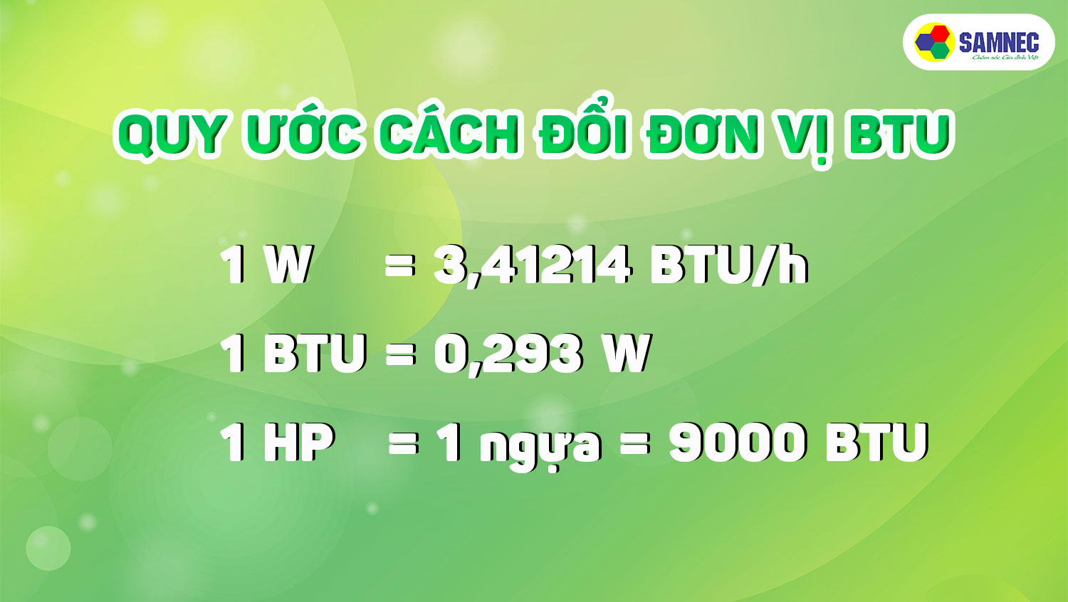 cách quy ước đổi BTU sang đơn vị khác