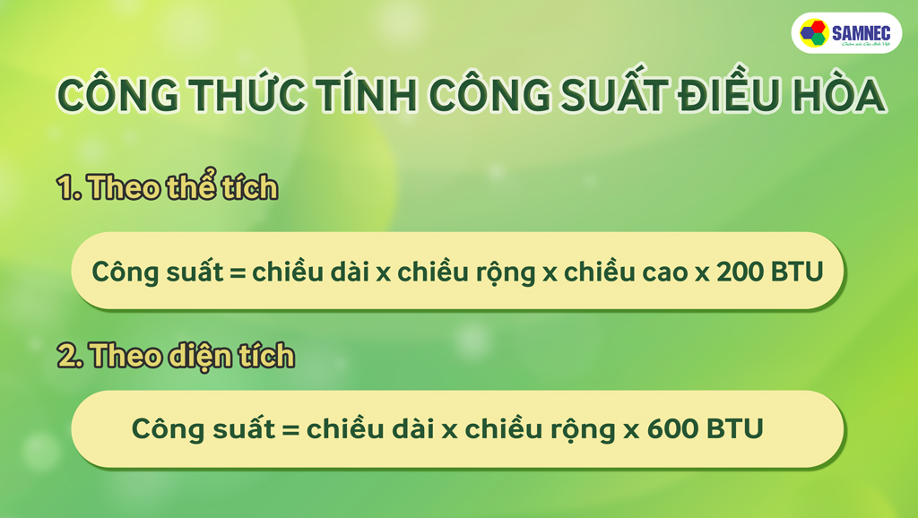 Công thức tính công suất điều hòa