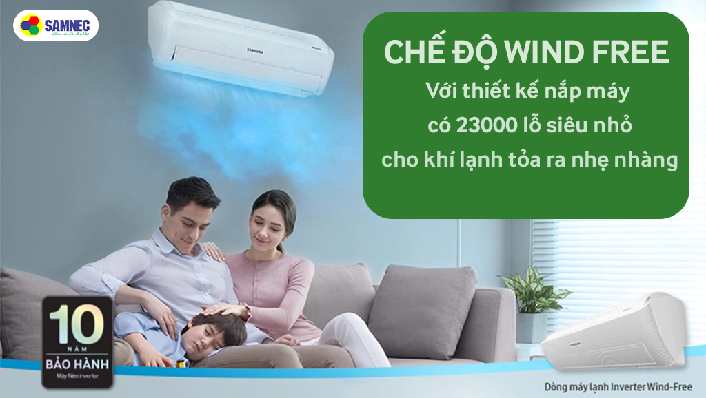 Chế độ Wind Free trên điều hòa Samsung
