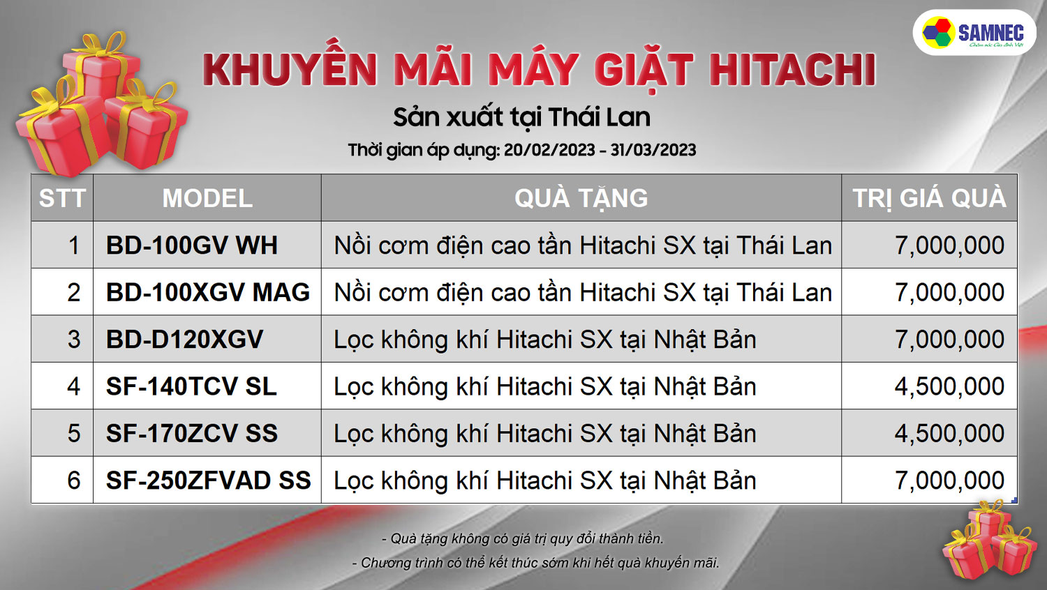 Khuyến mãi mua máy giặt hitachi