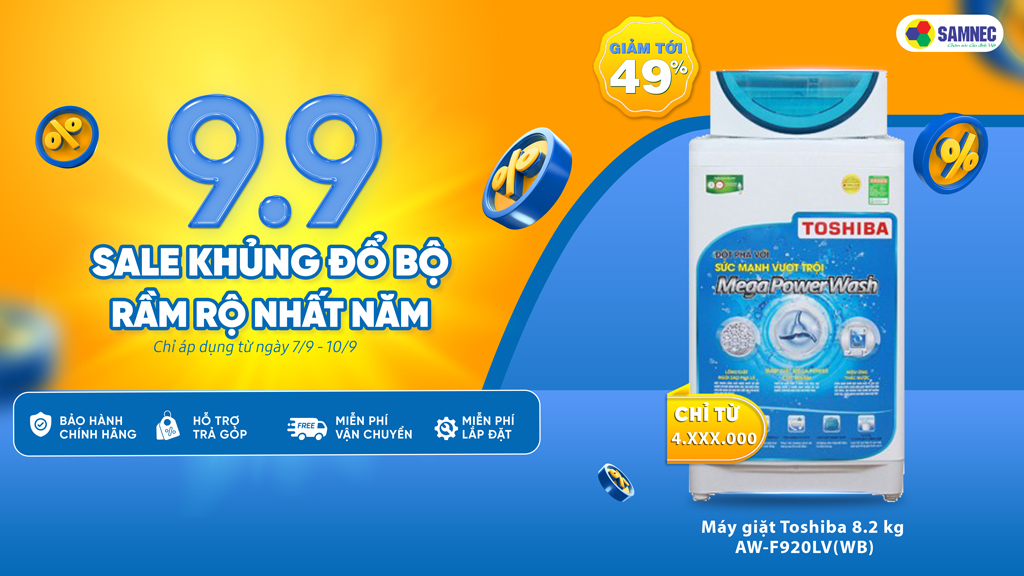 Khuyến mại siêu sale 9.9 máy giặt