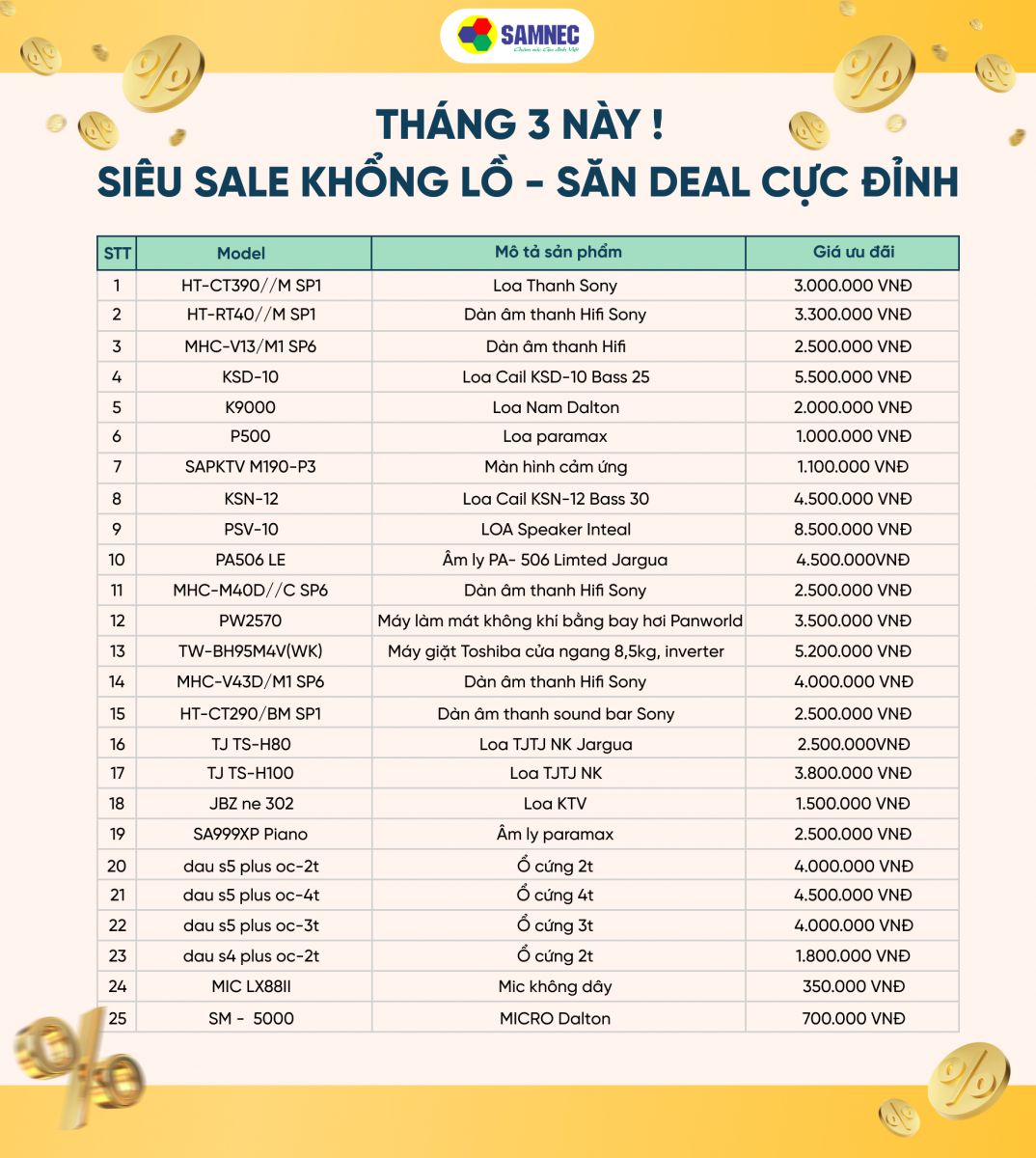 Danh sách sản phẩm flash sale 1