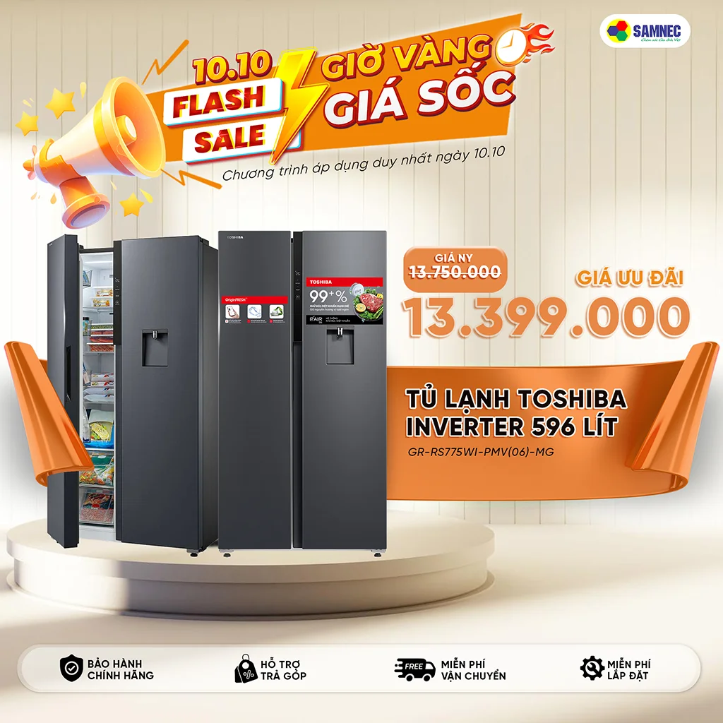 giờ vàng giá sock 10/10 tủ lạnh Toshiba
