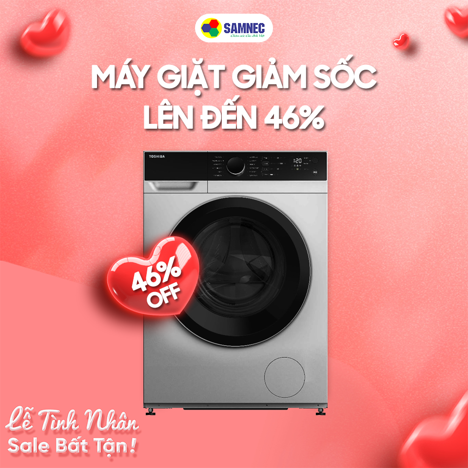 Máy giặt Toshiba Inverter 8.5 kg TW-BH95M4V(WK) khuyến mại valentine
