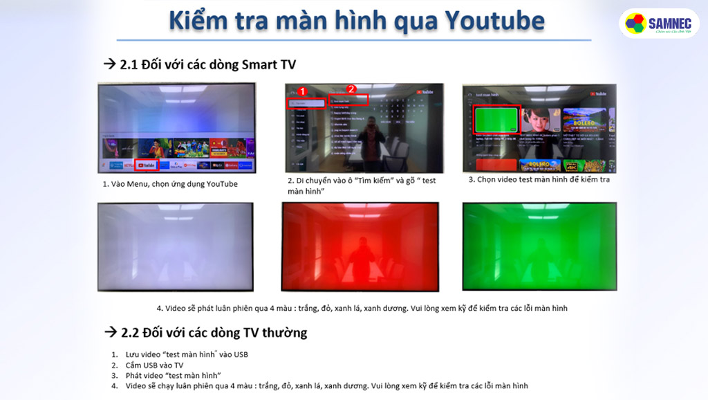 Cách kiểm tra màn hình tivi qua ứng dụng Youtube