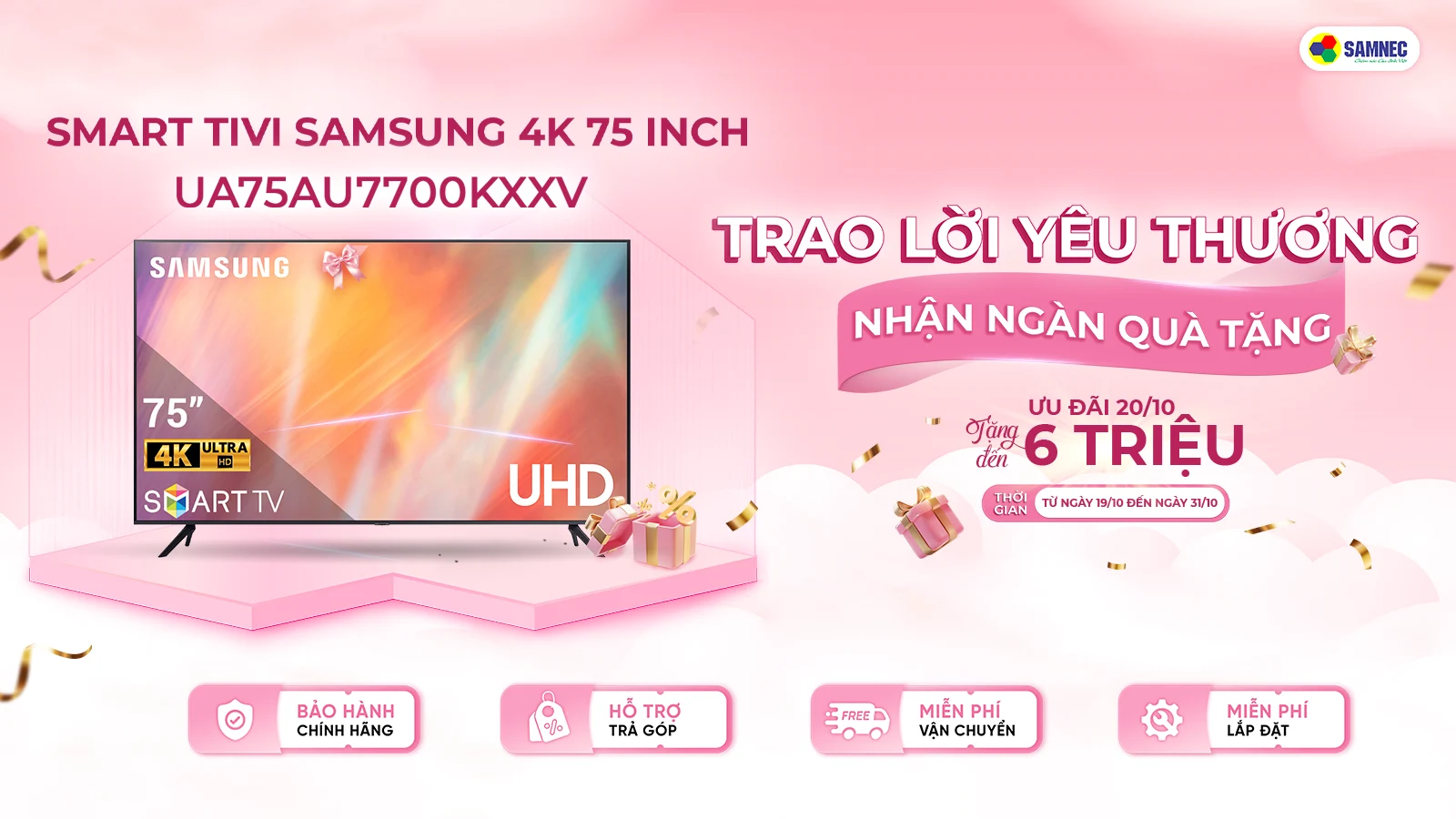 20 tháng 10 khuyến mại tivi samsung 75 inch giá rẻ