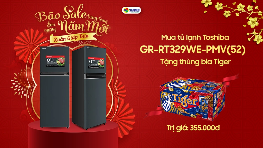 Mua tủ lạnh Toshiba tặng thùng bia Tiger
