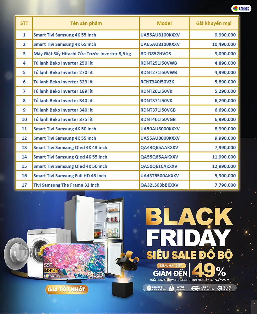 chi tiết khuyến mãi black friday