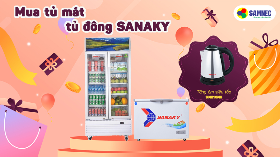 Mua tủ mát Sanaky tặng bình siêu tốc