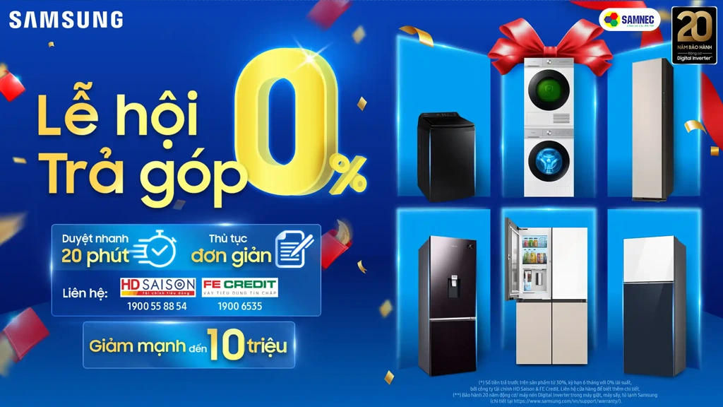 khuyến mãi samsung Tết lớn nhân 3, mua càng nhiều giảm càng sâu trả góp lãi suất 0%