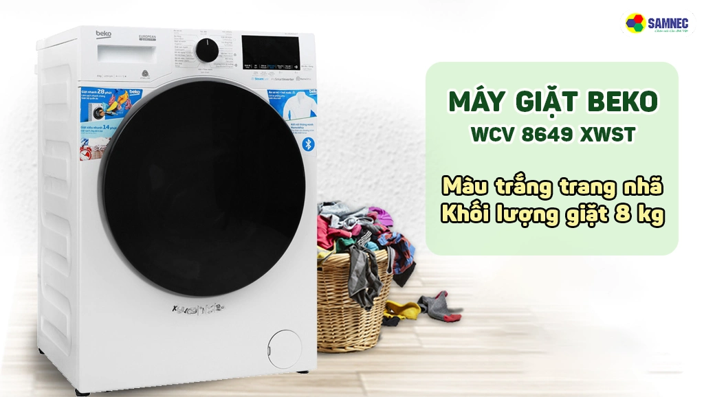 Máy giặt cửa trước Beko Inverter 8 kg WCV 8649 XWST