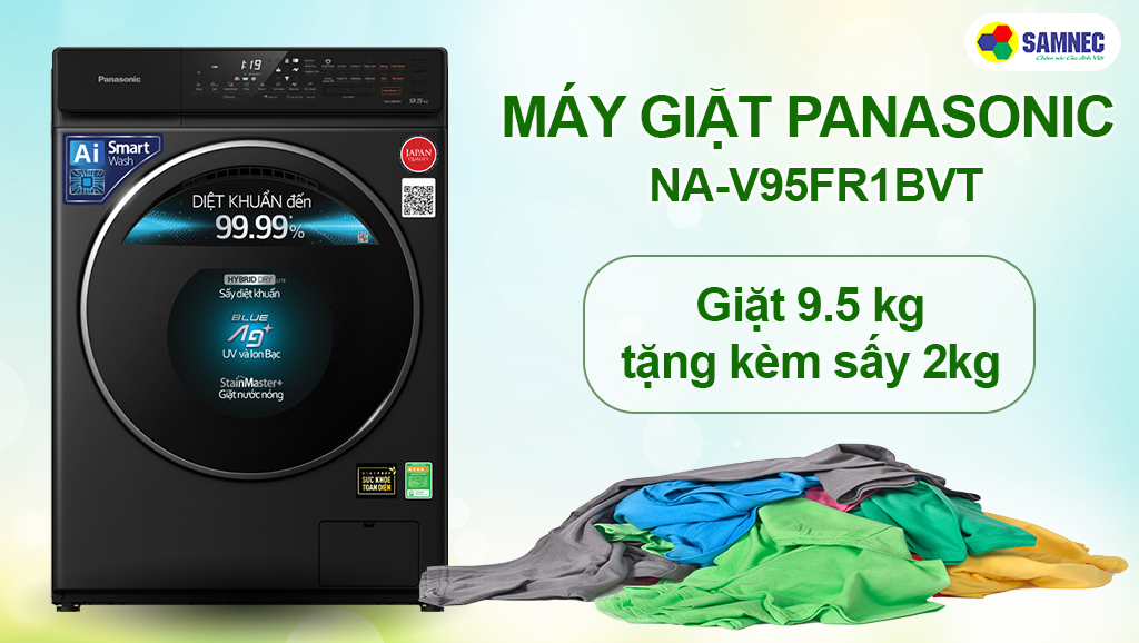 Máy giặt panasonic 9,5 kg tặng 2 kg sấy NA-F82Y01DRV