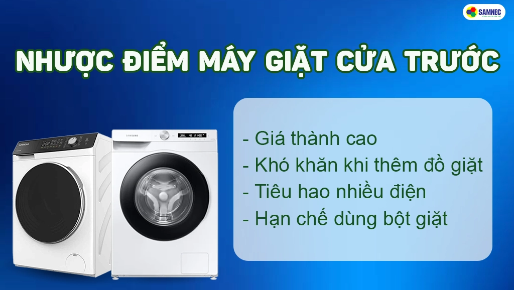 Nhược điểm của máy giặt cửa trước, lồng ngang