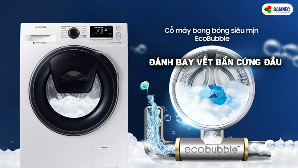 Công nghệ giặt bong bóng Eco Bubble giúp máy giặt samsung giặt sạch