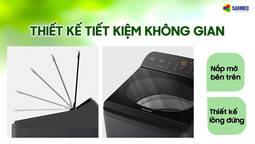 Thiết kế nắp máy giặt Panasonic lồng đứng