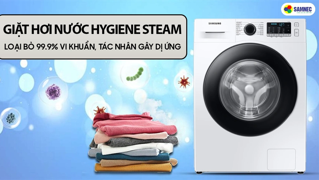 máy giặt lồng ngang Samsung có chế độ giặt hơi nước diệt khuẩn