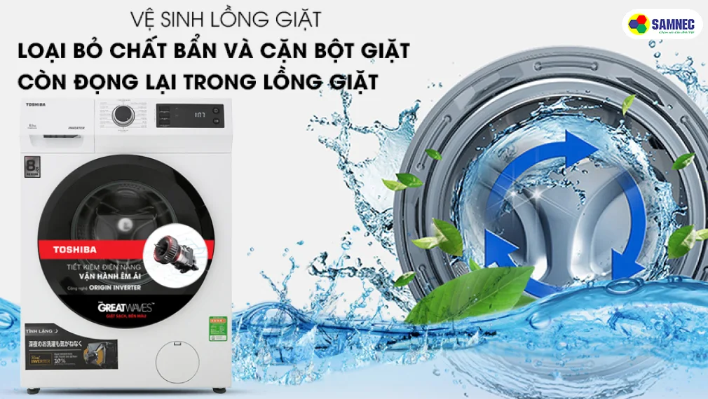 Chế độ tự vệ sinh lồng giặt trên máy giặt Toshiba