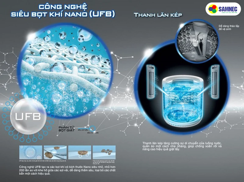 máy giặt toshiba có công nghệ siêu bọt khí nano giúp giặt sạch