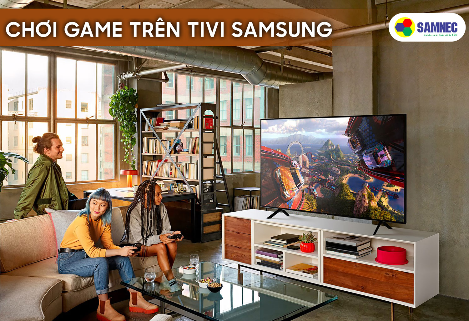 Chơi game trên tivi Samsung Q70B