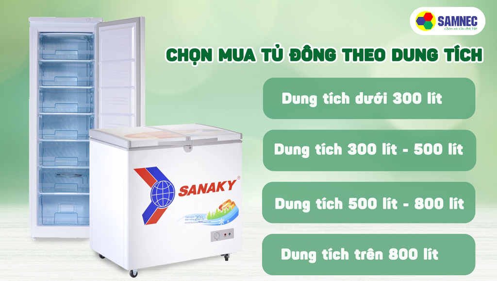 Chọn mua tủ đông dựa trên dung tích tủ