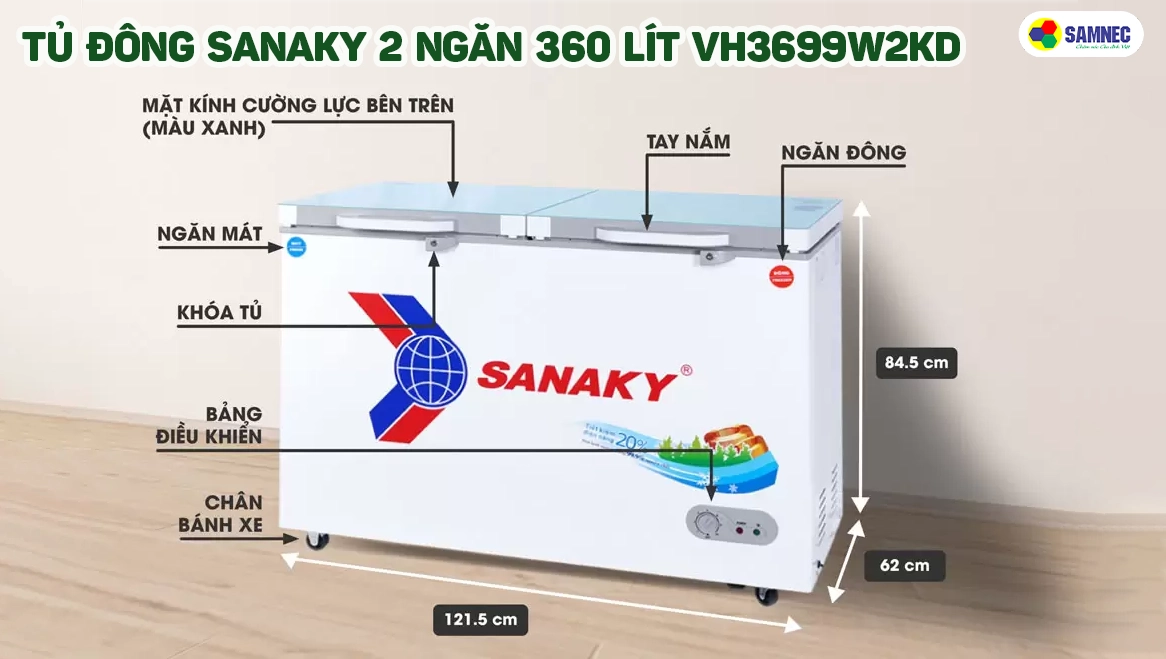 Tủ đông Sanaky 360 lít VH3699W2KD