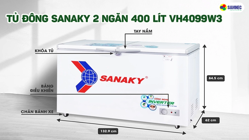 Tủ đông Sanaky 400 lít VH4099W3