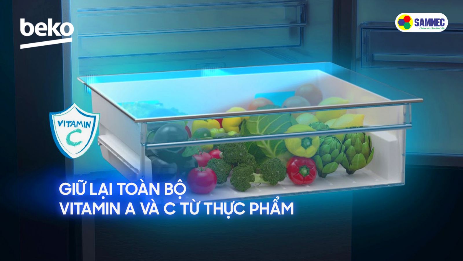 Công nghệ Harvest Fresh giúp bảo quản được vitamin trên tủ lạnh Beko