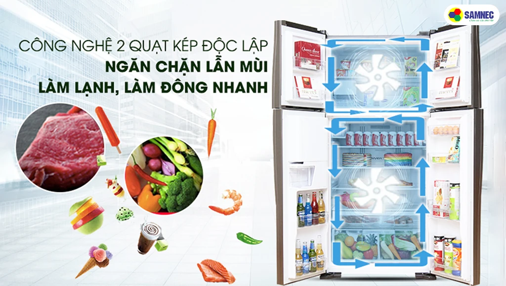 Hệ thống làm lạnh kép Dual Fan Cooling trên tủ lạnh Hitachi