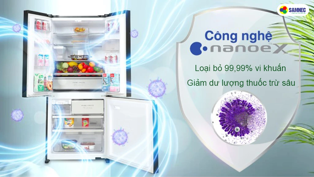 Tủ lạnh Panasonic sở hữu công nghệ nanoe X diệt khuẩn 99 phân trăm