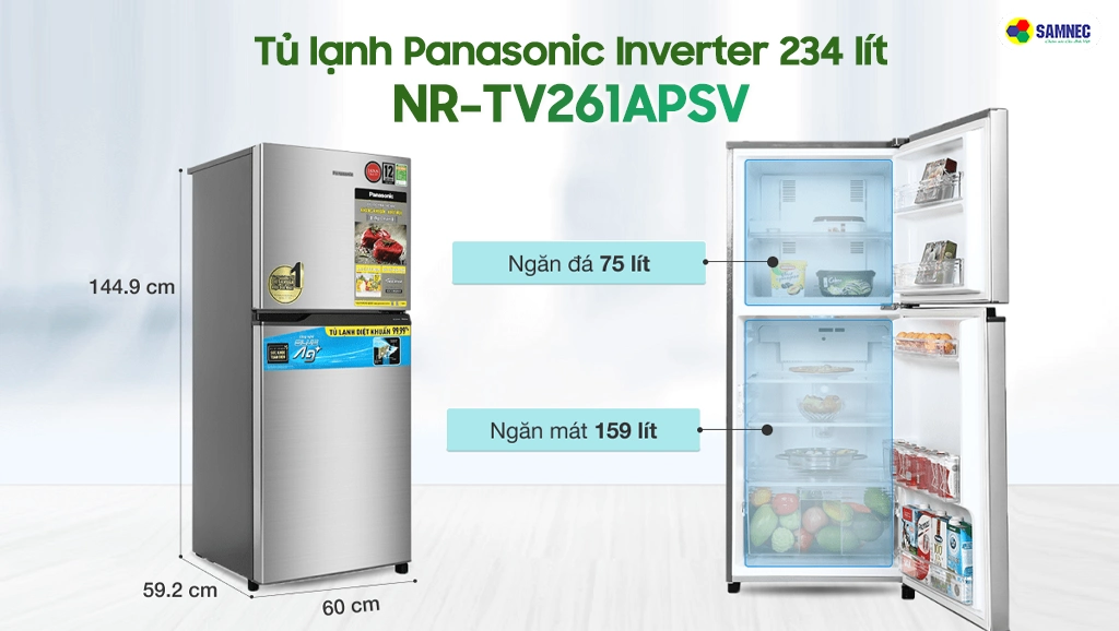 tủ lạnh Panasonic Inverter 234 lít NR-TV261APSV
