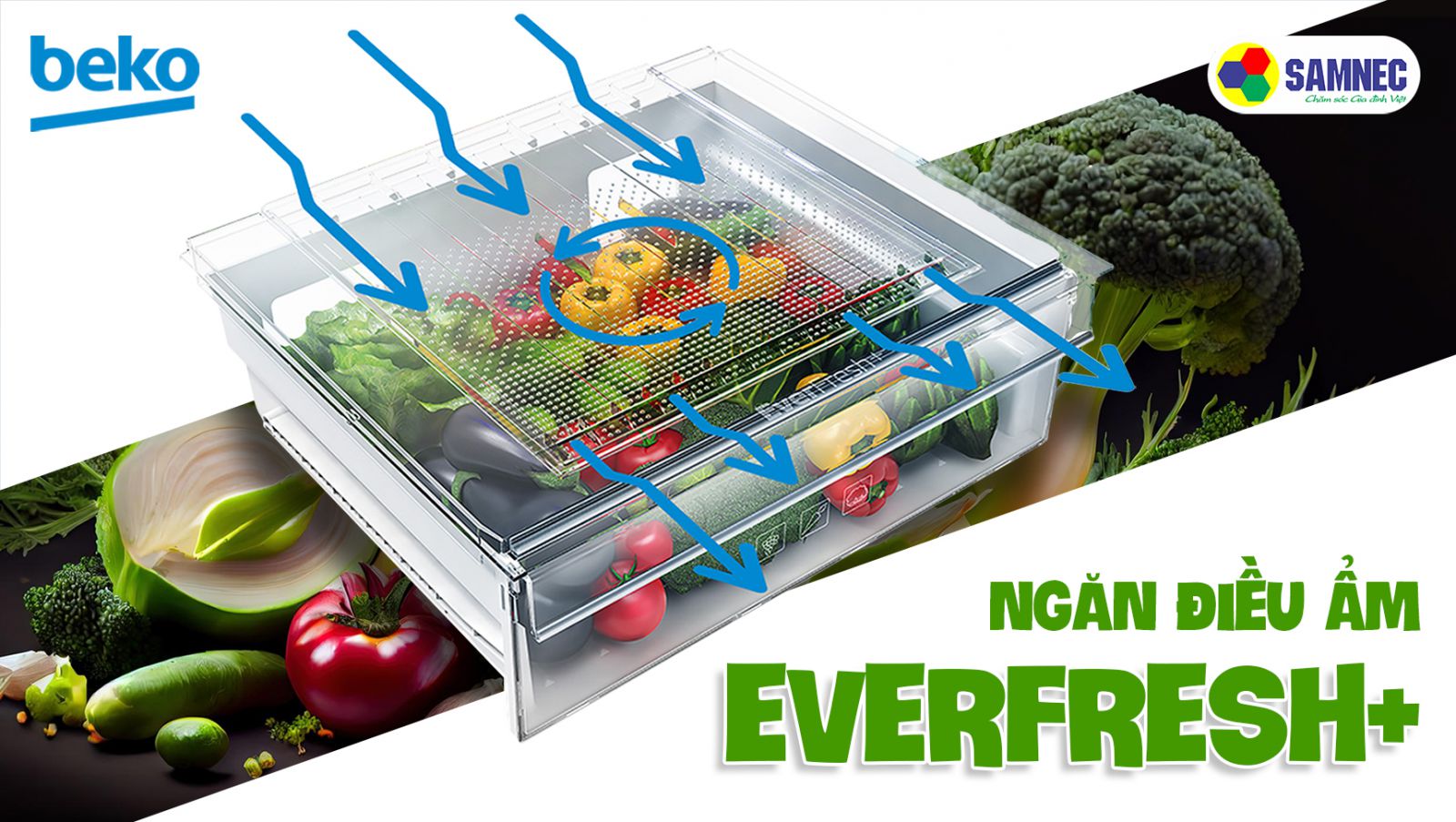 Ngăn điều ẩm EverFresh trên tủ lạnh Beko là gì?