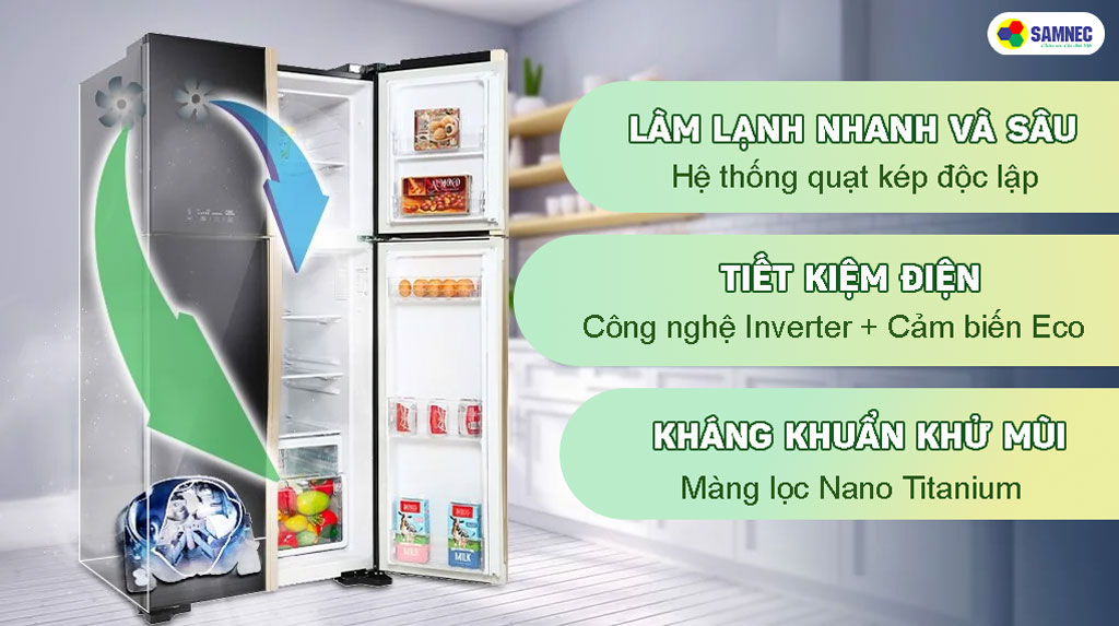 Tủ lạnh Hitachi Inverter 509 lít R-FW650PGV8 GBK các công nghệ