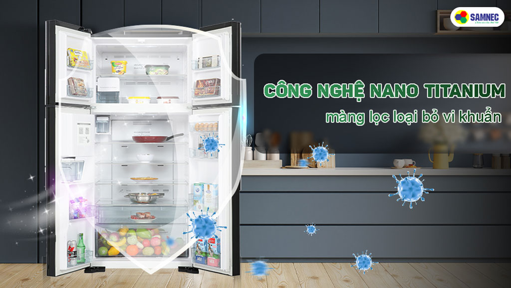 Tủ lạnh Hitachi Inverter 540 lít R-FW690PGV7X GBK công nghệ khử khuẩn