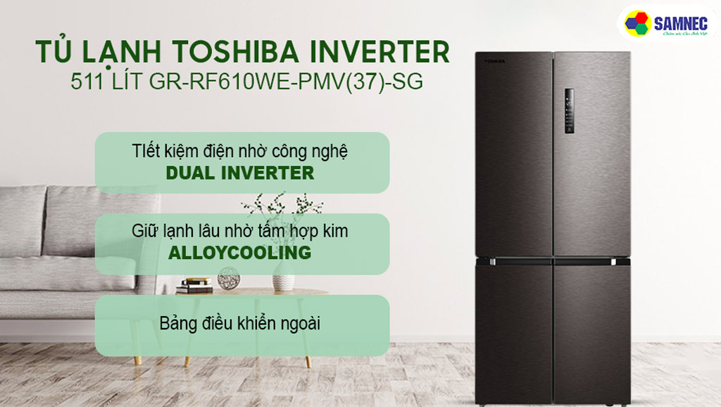 tủ lạnh Toshiba Inverter 511 Lít GR-RF610WE-PMV(37)-SG 