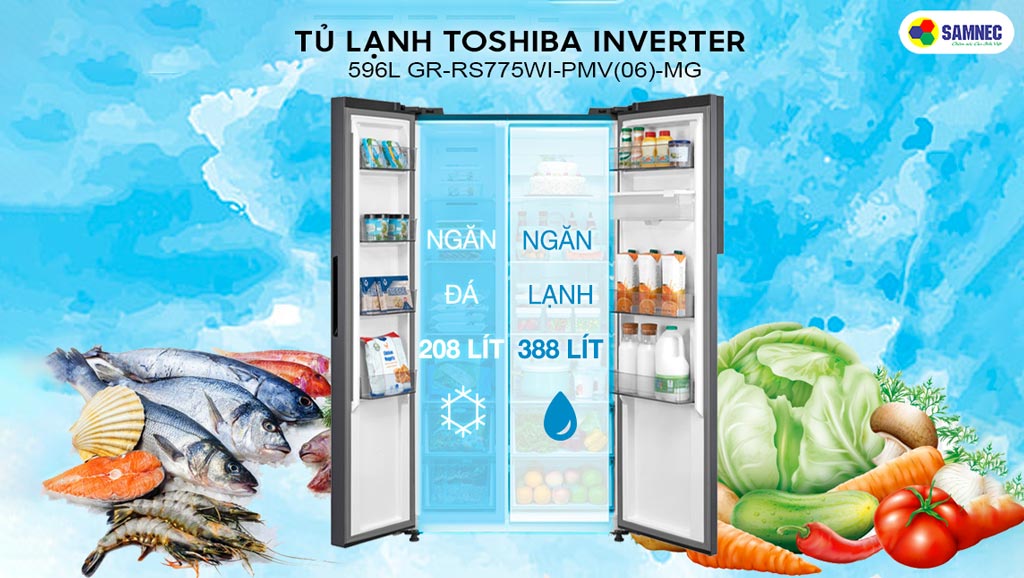 dung tích tủ lạnh Toshiba Inverter GR-RS775WI-PMV(06)-MG 