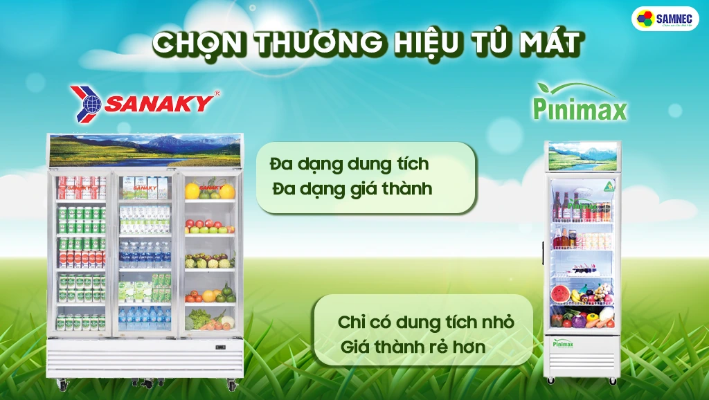 các thương hiệu tủ mát trên thị trường sanaky và pinimax