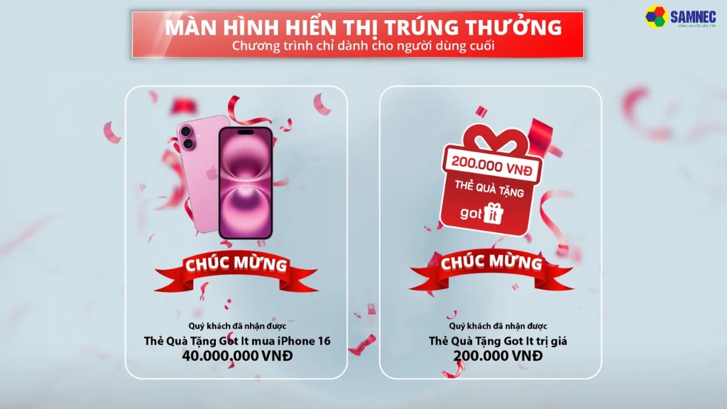 Màn hình hiển thị trúng thưởng
