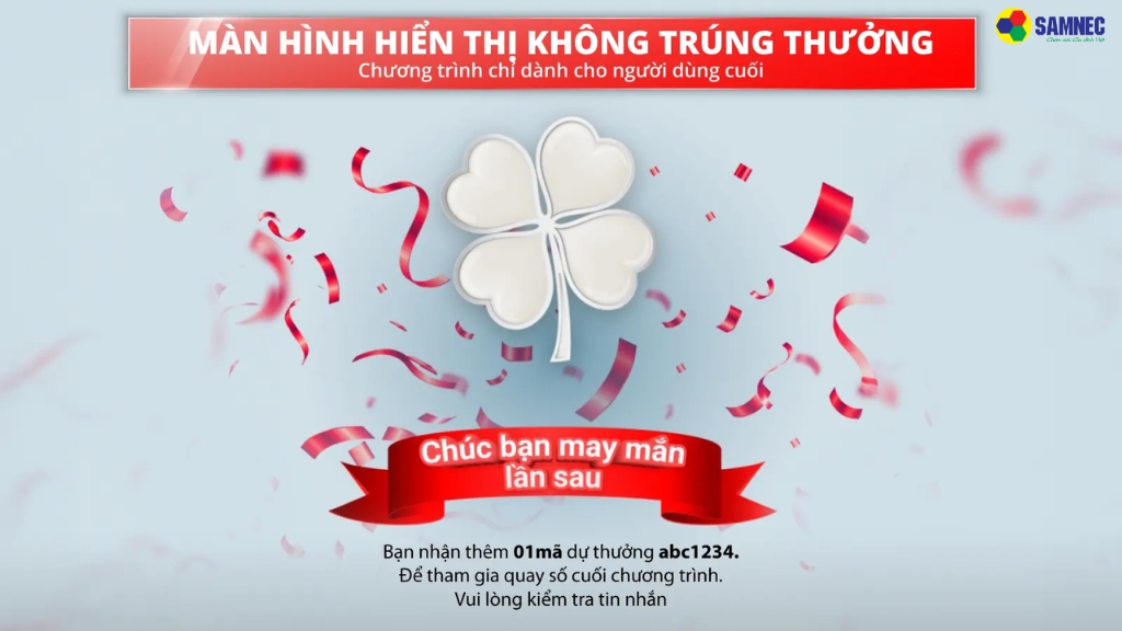 Màn hình hiển thị không trúng thưởng