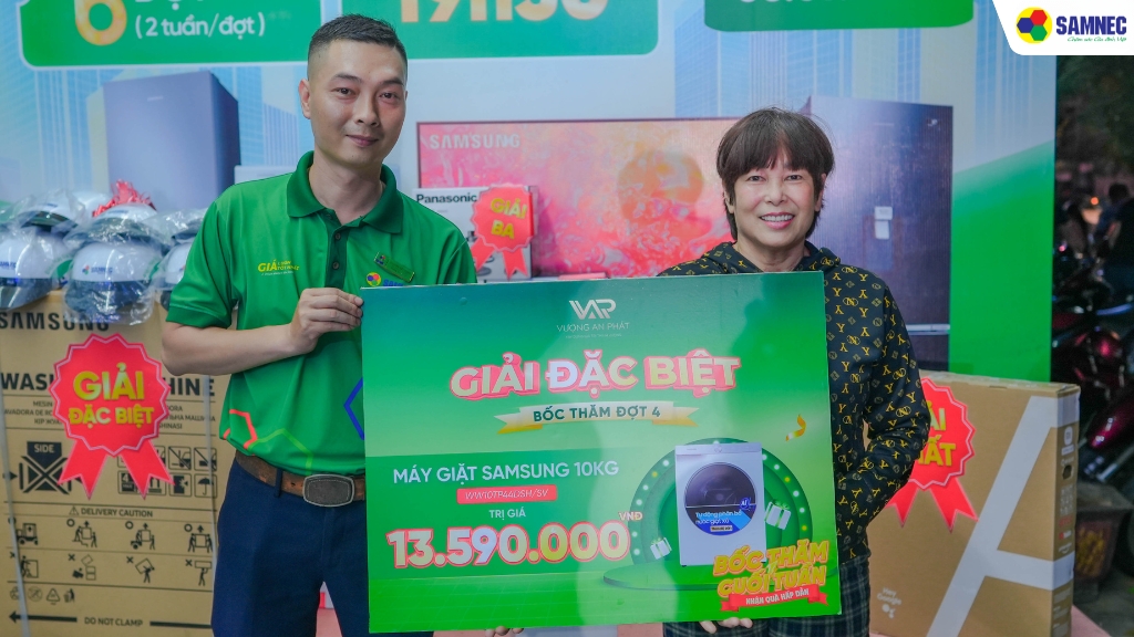 1 Giải Đặc Biệt: Máy giặt thông minh Samsung Inverter 10kg WW10TP44DSH/SV