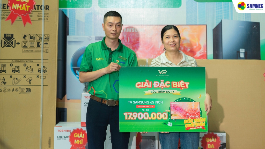 Giải Đặc Biệt: Smart Tivi 4K 65 inch Samsung UA65DU7700KXXV