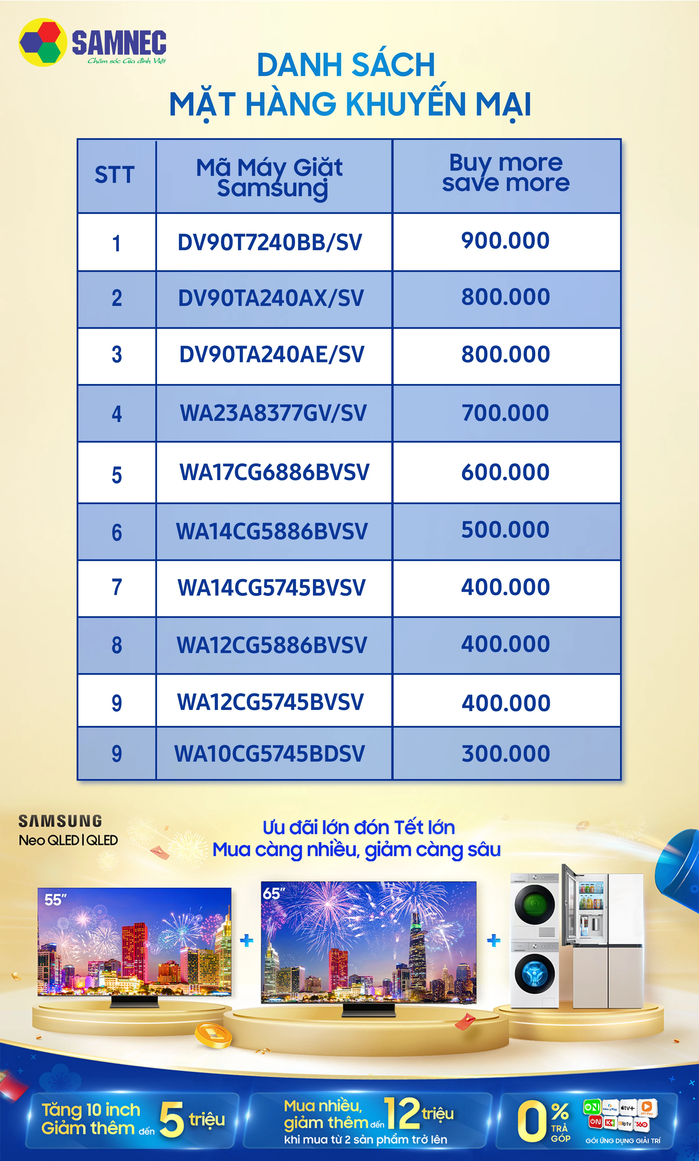 mua nhiều giảm sâu máy giặt samsung 3