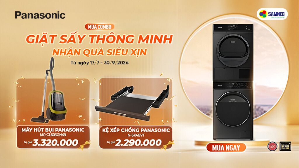 Mua Combo Máy Giặt Sấy Panasonic Thông Minh, Nhận Quà Siêu Xịn