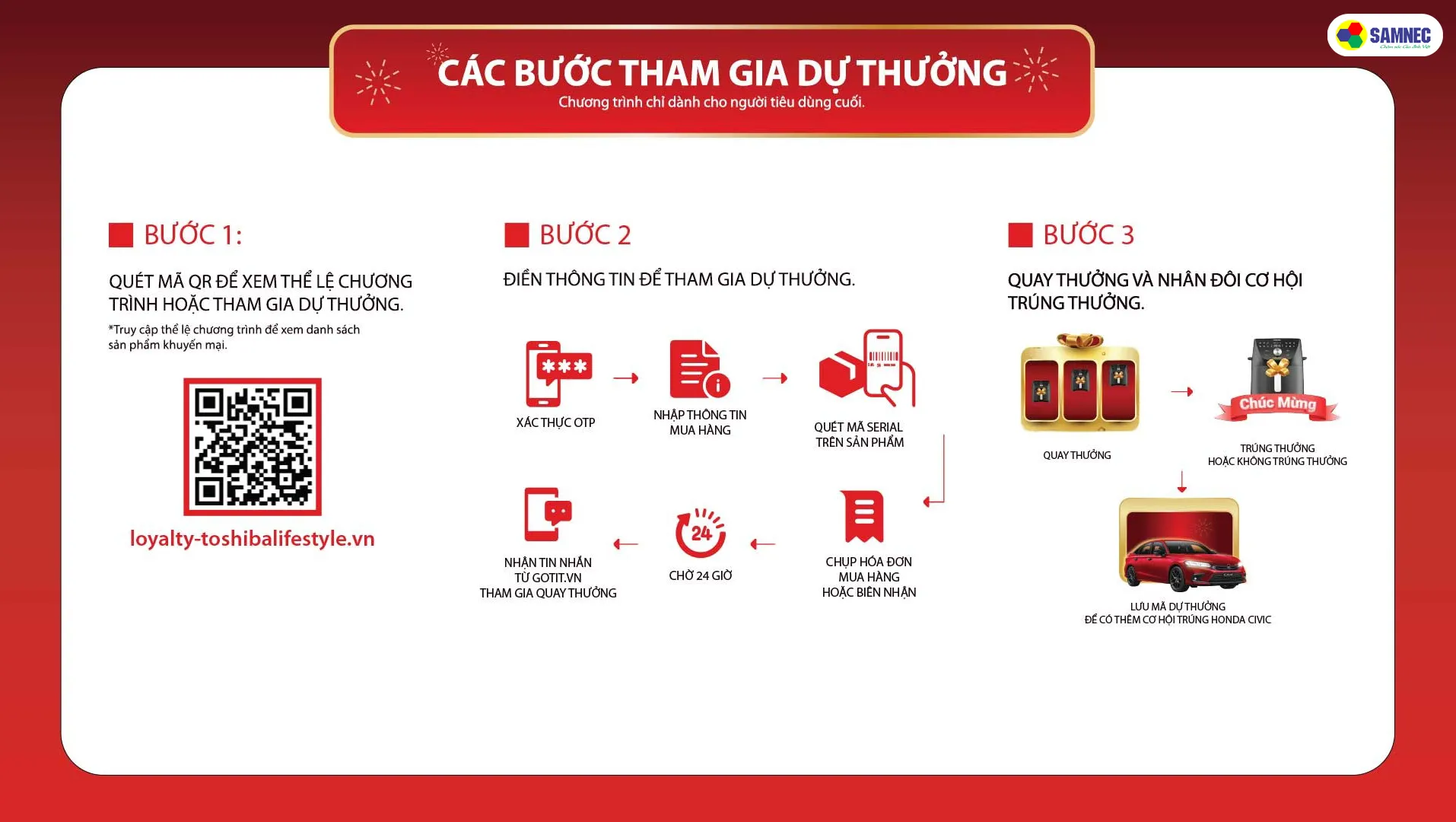Các bước tham gia chương trình sắm Toshiba, tết thìn thêm thịnh