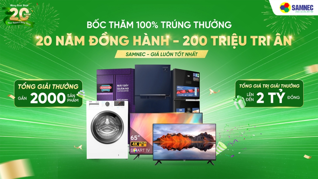 Điện Máy Samnec Thủy Nguyên, Samnec An Lão và Samnec An Dương Bốc thăm 100% trúng thưởng - 20 Năm Đồng Hành, 200 Triệu Tri Ân